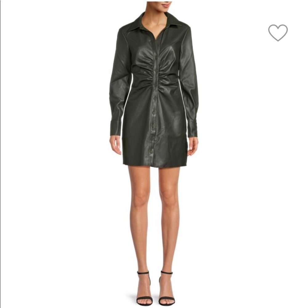 VEGAN LEATHER SHIRT DRESS